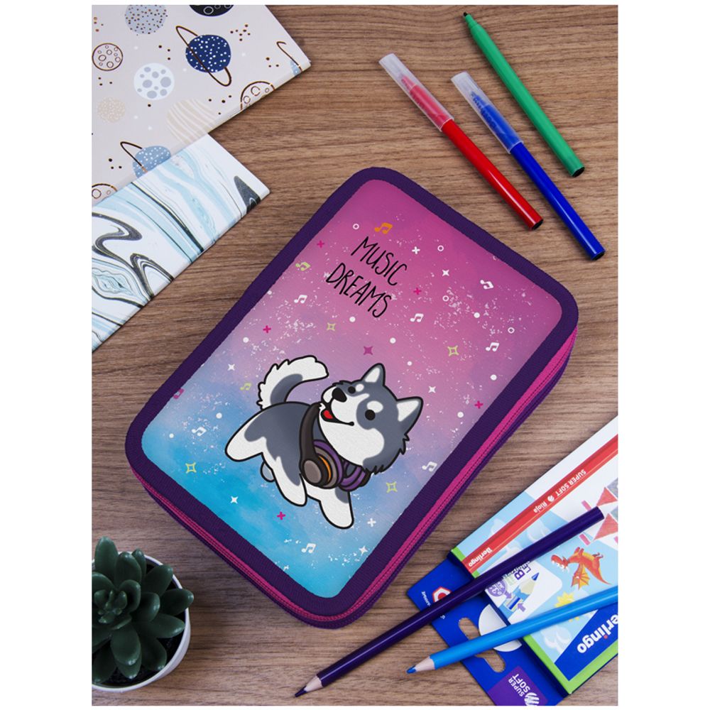 Пенал 2 отделения 200х140х45 Berlingo Husky boy 2, ткань