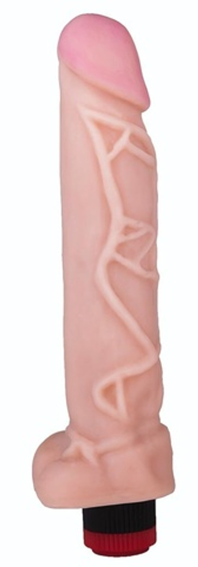 Вибратор-гигант с узором вен - 27,2 см. (Цвет: телесный)