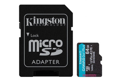 Карта памяти Kingston microSDXC Canvas Go Plus Class 10 UHS-I U3 V30 A2 (170/70MB/s) 64GB + ADP