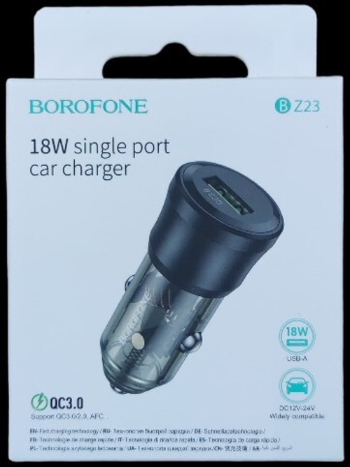 Зарядное устр-во в прикур. 1 USB 3.0A QC3.0 черный (BOROFONE)