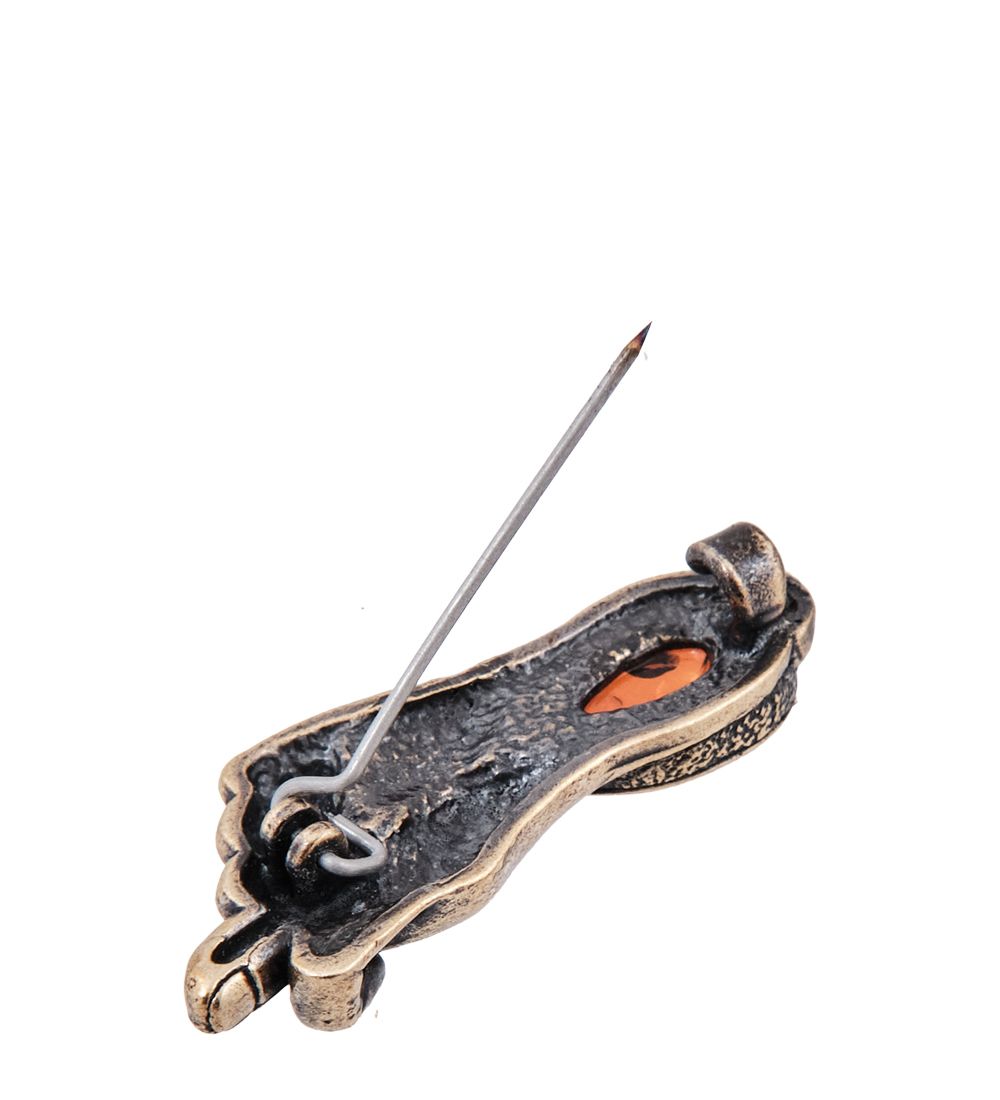 AM-3942 Брошь «Кукиш» (латунь, янтарь)