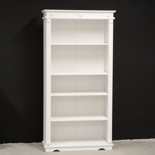 Книжный шкаф стеллаж белый с полками Харви из массива сосны