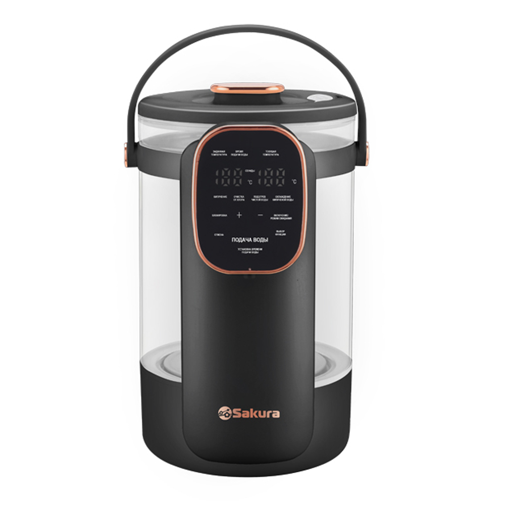 Термопот 3л стеклянная колба, LCD сенсор, SA-1375BK Premium, черный