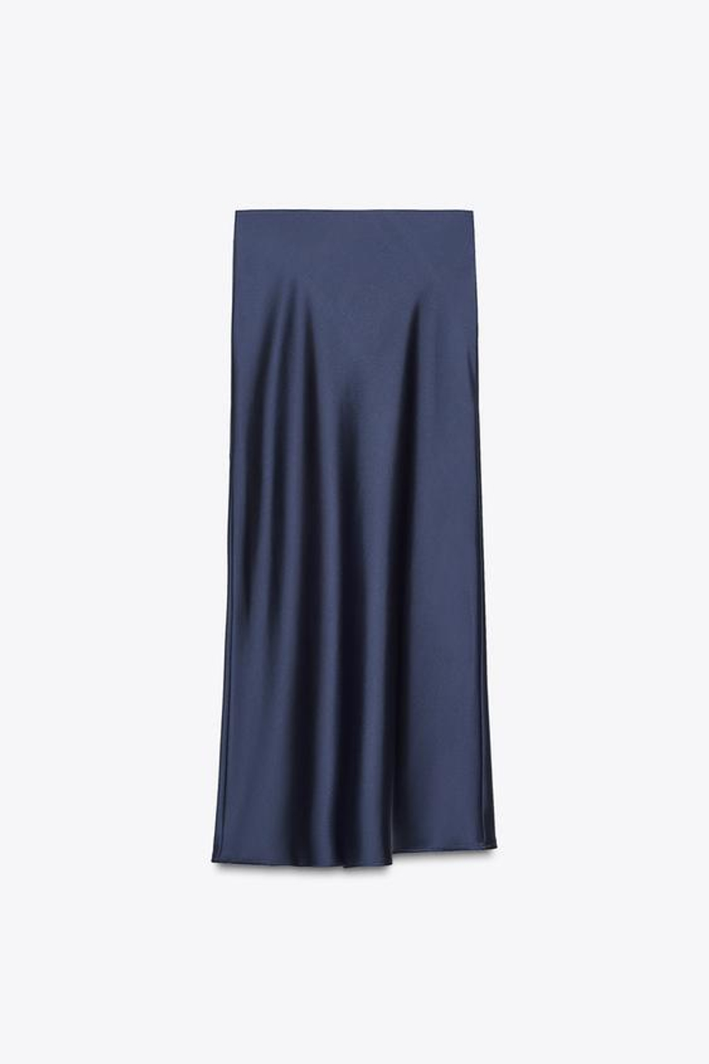 ZARA АТЛАСНАЯ ЮБКА МИДИ, МОРСКОЙ СИНИЙ