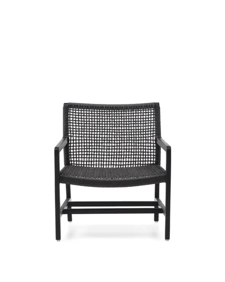 Кресло Sabolla из массива тика, черное