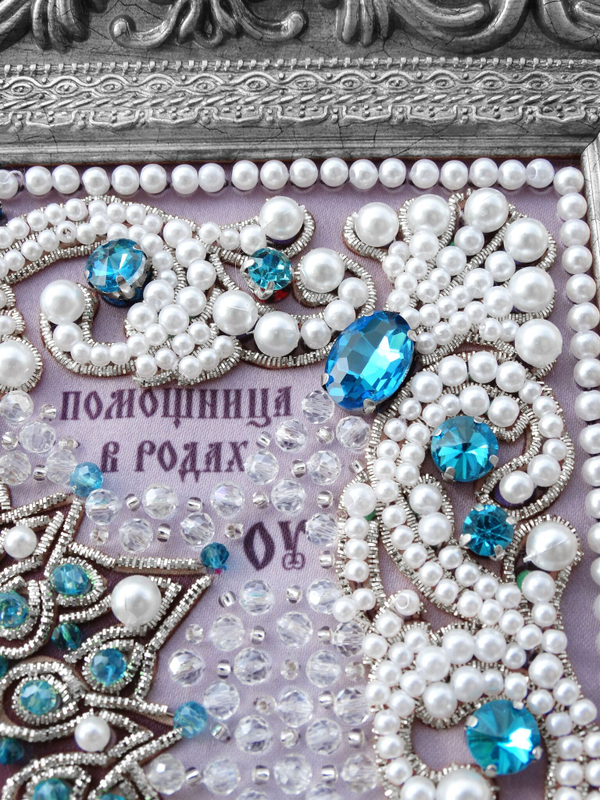 ЖС-16-СГ Набор для вышивания хрустальными камнями Богородица Помощница в родах (голубой)