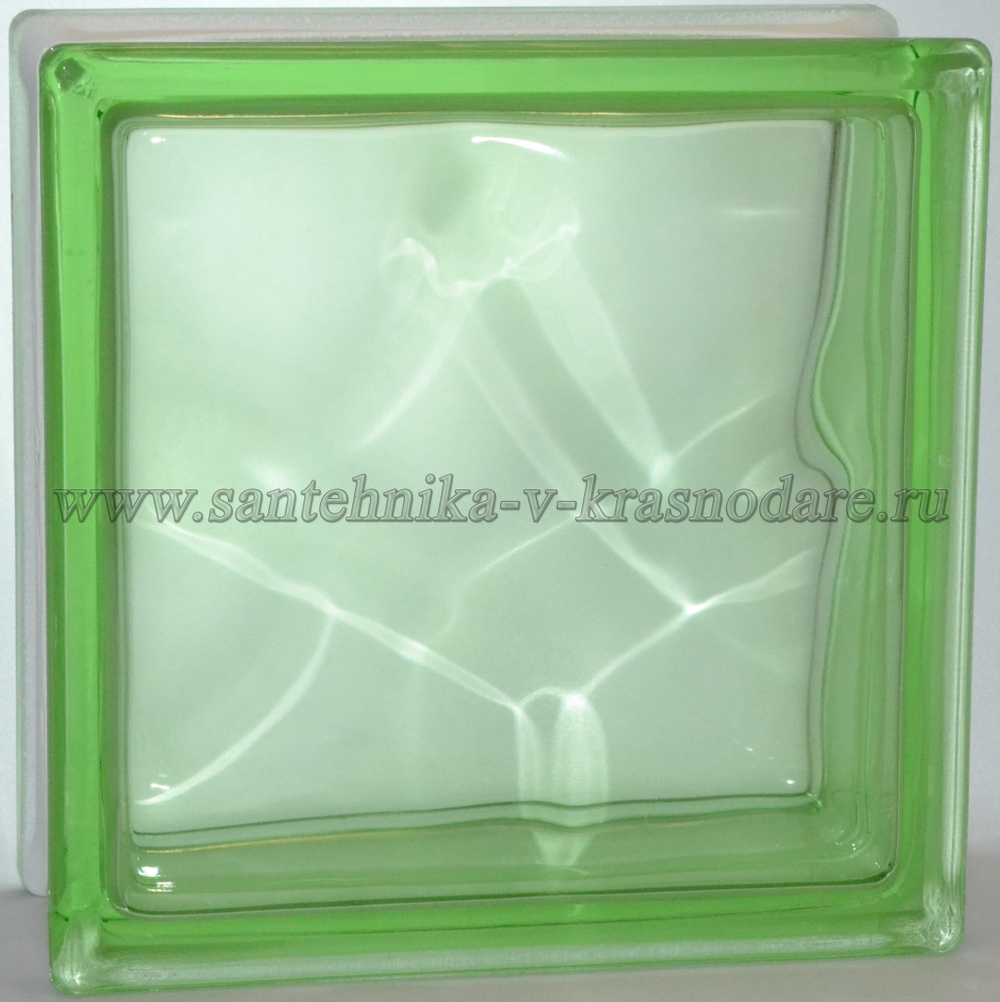 Стеклоблок зелёный окраска в массе  Vitrablok  19x19x8