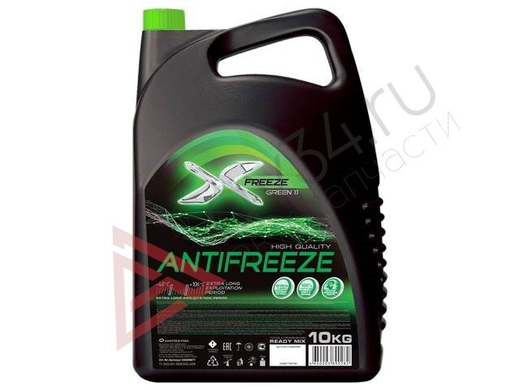 Антифриз X-FREEZE Green (зеленый-45) 10кг. G11 (Черная канистра)(63598)