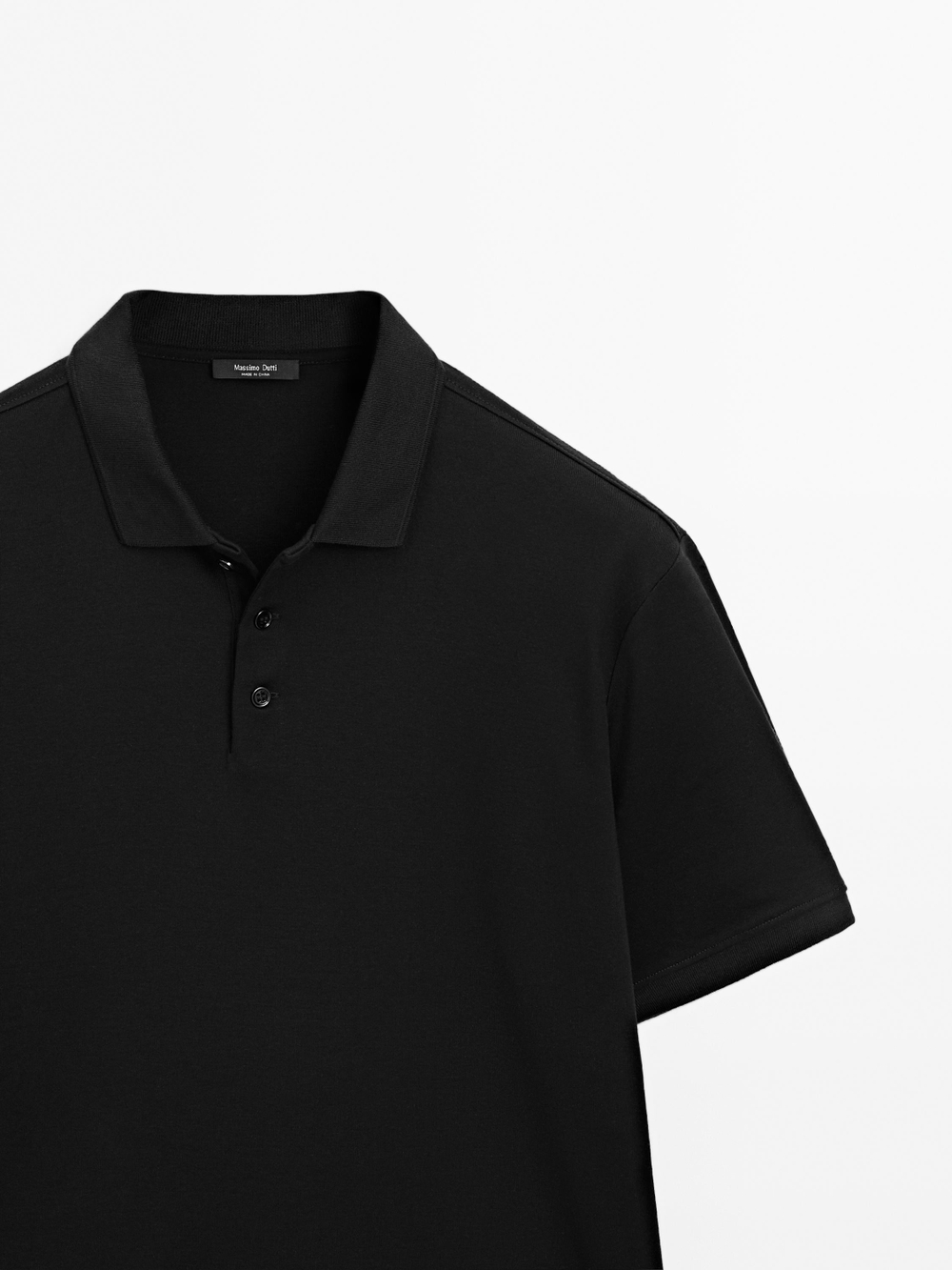 Massimo Dutti Поло с короткими рукавами и воротником, черный