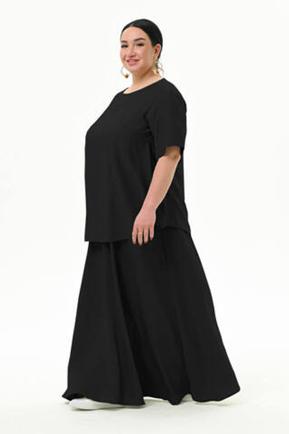 Блуза прямого силуэта из вискозы, чёрная