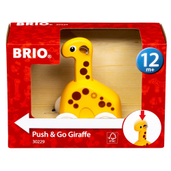 Игрушка-каталка BRIO 30229 жирафик Нажми и поедет деревянная от 12 месяцев — фото 1