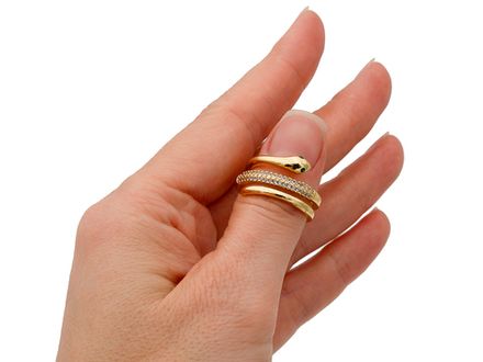 Кольцо "Змейка" 13мм, со стразами (уценка)