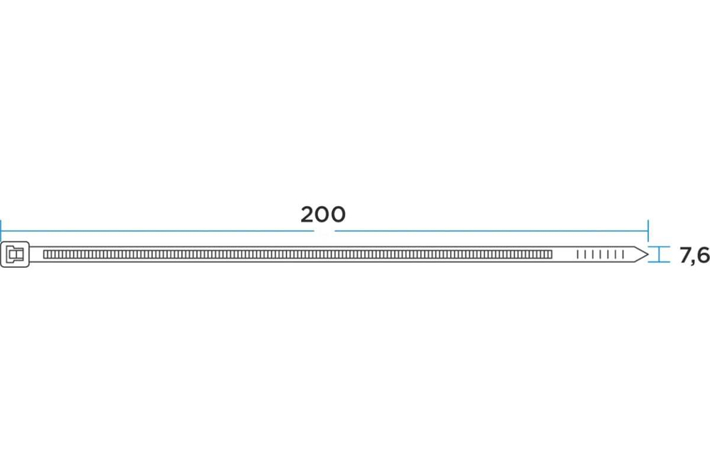 Нейлоновая кабельная стяжка REXANT 200x7,6мм, черная 100 шт/уп 07-0203