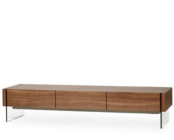 ТВ-тумба Somerset 188х38 см, шпон ореха, стеклянные ножки