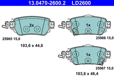 ATE - 13047026002-ATE - Brake Pad Set, disc brake