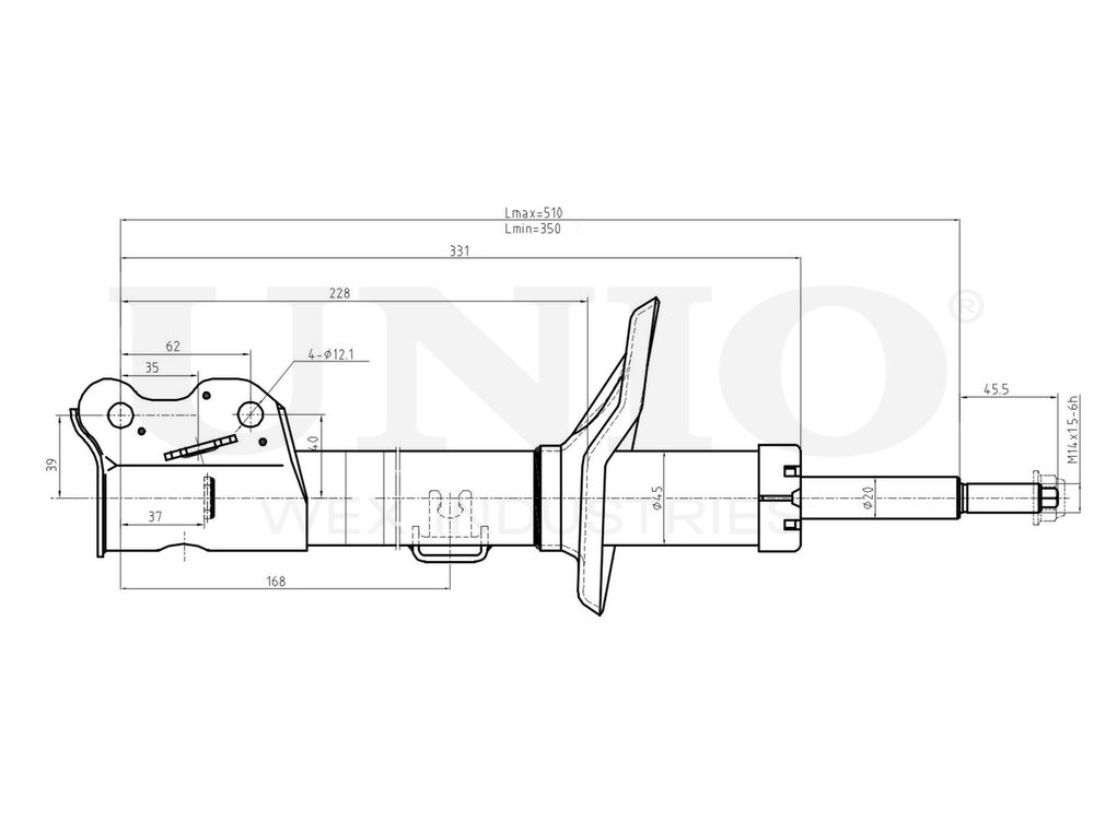 Амортизатор газовый передней подвески правый UNIO SAB-10025