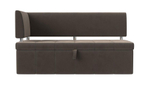 Диван кухонный прямой Стоун с углом левый, Коричневый, Велюр, 107269L