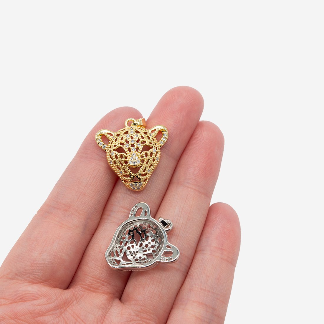 Подвеска с бейлом "Пантера", 21,5*21мм, фианиты, родирование