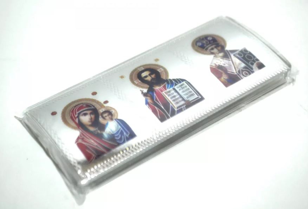 Игрушка на торпеду - Иконка тройная -   9,50*4,50см -малая, хром "Святая троица" (самоклеющ.) 54536