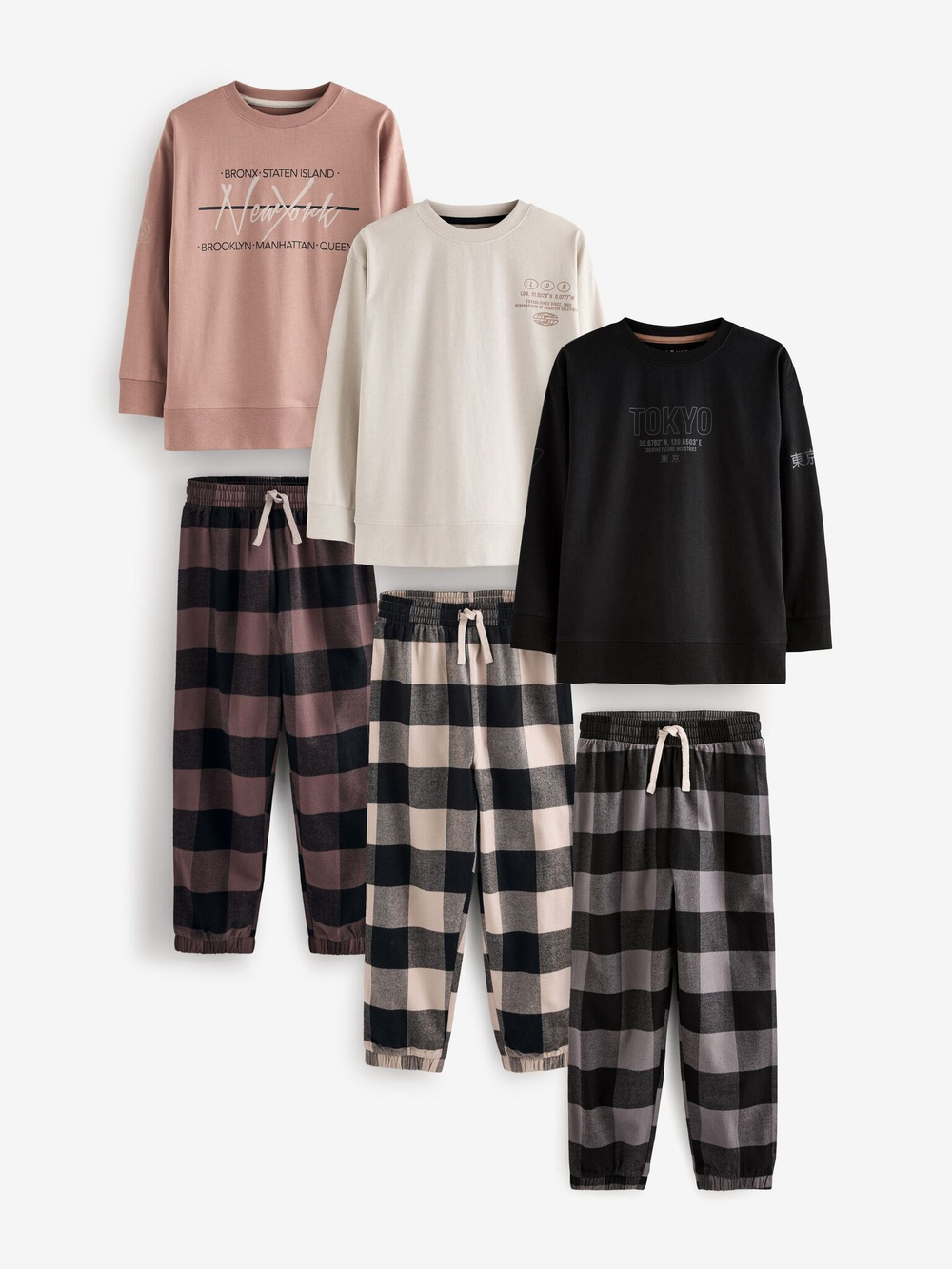 Пижама для мальчика Next B96-776, 3 шт., Бежевый, Черный