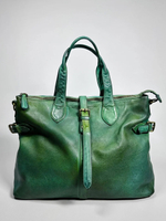 Женская премиальная изумрудно-зеленая сумка из натуральной кожи "Венеция"