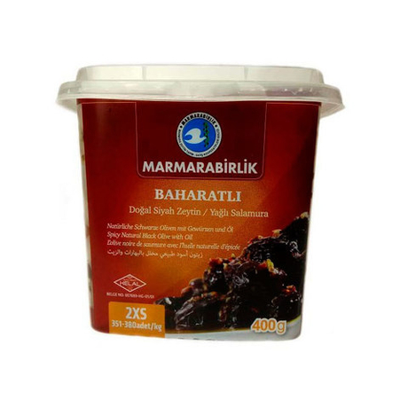 Маслины "Marmarabirlik" 400 гр 2XS Baharatli со специями в масле пластик