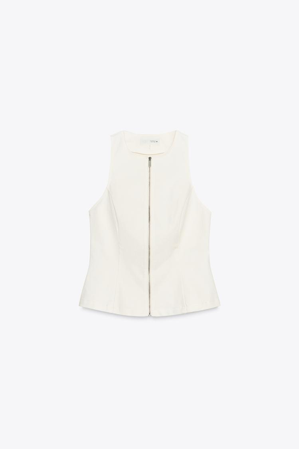 ZARA ДЖИНСОВЫЙ ТОП С ЗАСТЕЖКОЙ-МОЛНИЕЙ — ZW COLLECTION, ЖЕЛТОВАТО-БЕЛЫЙ