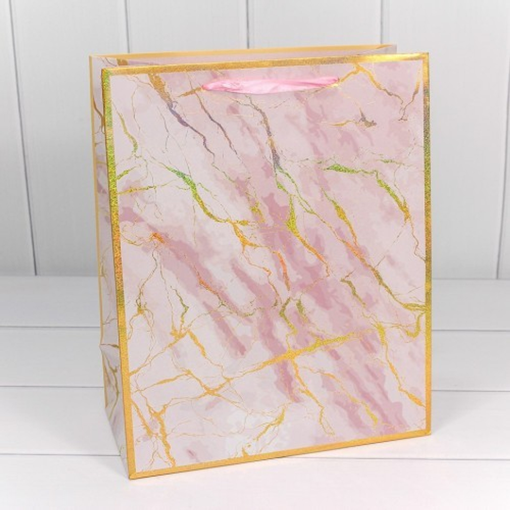Пакет подарочный 26х32х13см "Мрамор" (Микс)