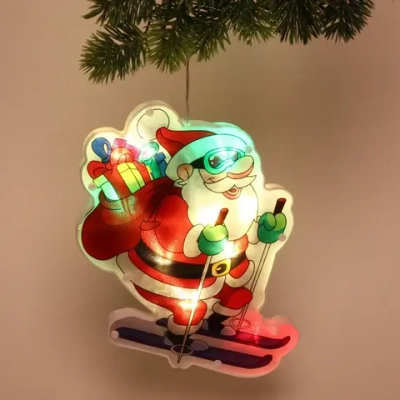Фигура светодиодная «Дед Мороз на лыжах» 18*21 см (батарейки 3 ААА), 1 режим