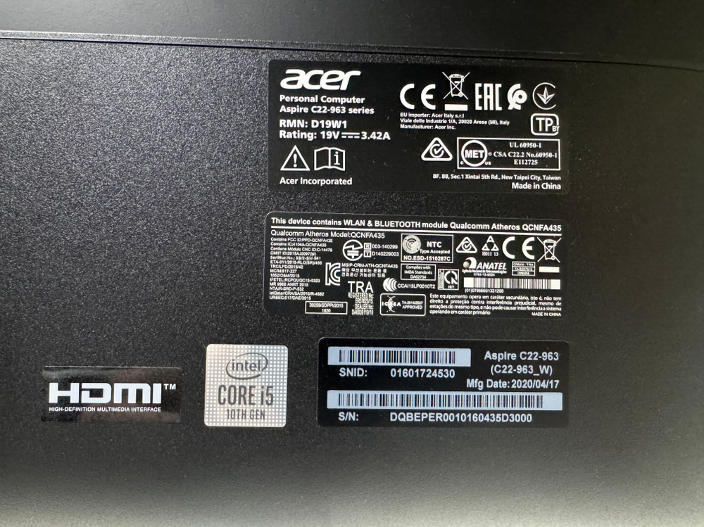 Моноблок Acer Aspire C22-963