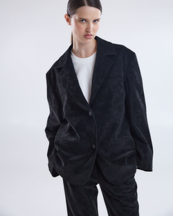 Жакет свободного кроя из искусственной замши черный