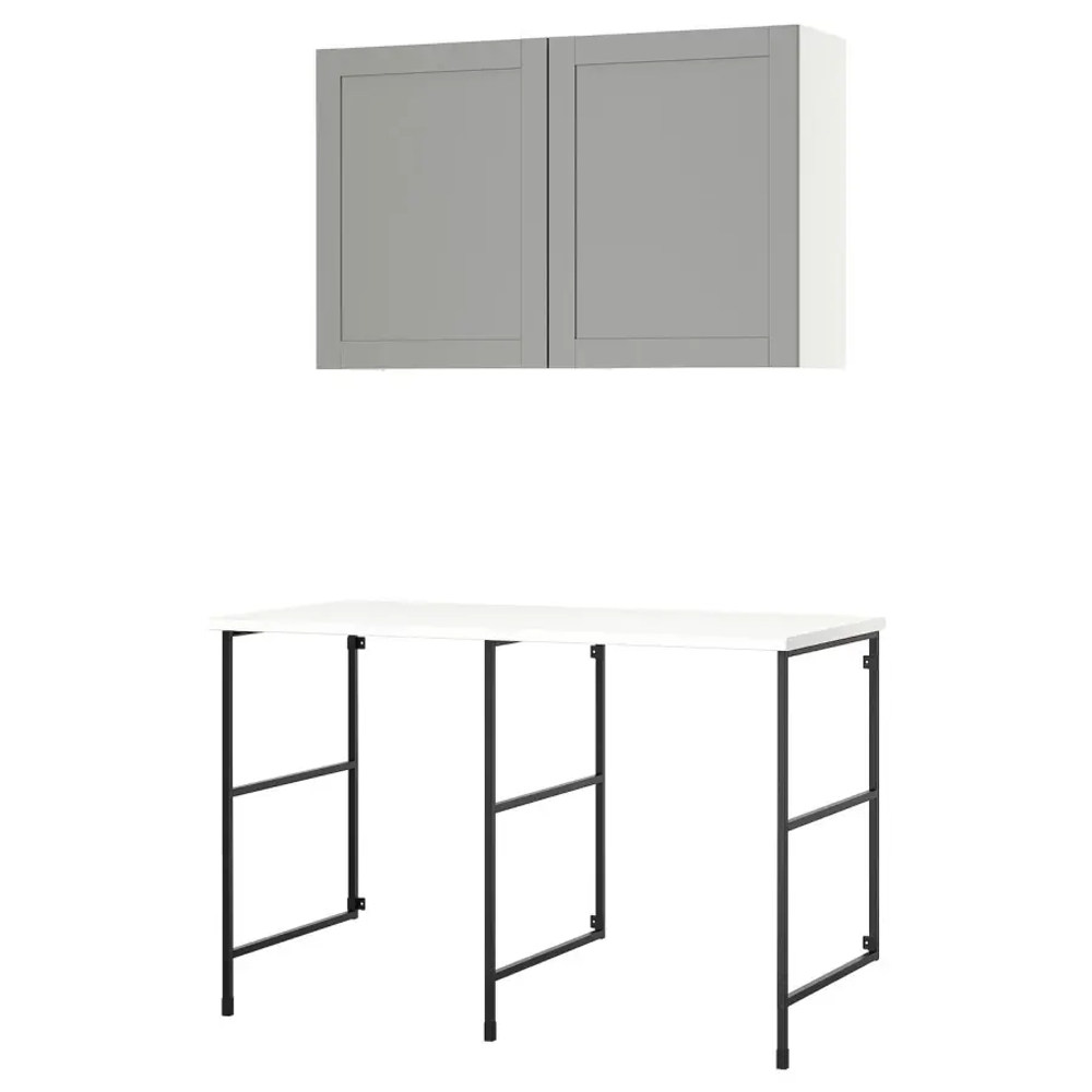 Комбинация для ванной - IKEA ENHET, 139х63.5х90.5 см, антрацит/белый/серый, ЭНХЕТ ИКЕА