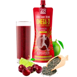 Напиток ЧИА ОМЕГА-3 «Вишня + Лайм» 250 мл 28SEEDS — полезный напиток с семенами чиа, клетчаткой и вкусом вишни и лайма