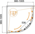 Душевой уголок Cezares MOLVENO-R-2-100-P-Cr, 100х100х195, профиль хром, стекло Punto матовое