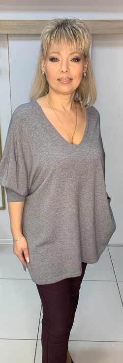 Удлиненный джемпер-туника с V-вырезом