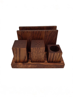 Набор для специй из дуба "Рустик", 3 предмета+салфетница, PPwood