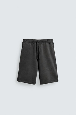 ZARA ШОРТЫ-ДЖОГГЕРЫ RELAXED FIT С ЭФФЕКТОМ ПОТЕРТОСТИ, ТЕМНЫЙ АНТРАЦИТ