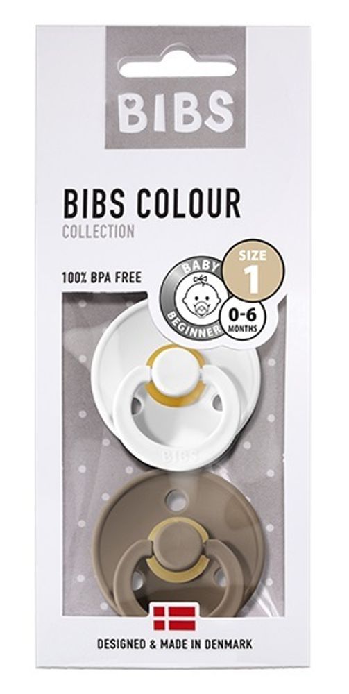 Набор BIBS Colour: White/Dark Oak, 0-6 месяцев