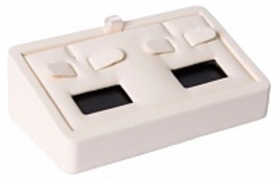 Подставка для 2 пар серег/кубик наклонный/выним.вкладыш/4 язычка/2 прорези/2 окошка/петелька/карман