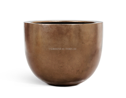 Кашпо TREEZ Effectory - Metal - Низкая конус-чаша - Тёмное матовое золото