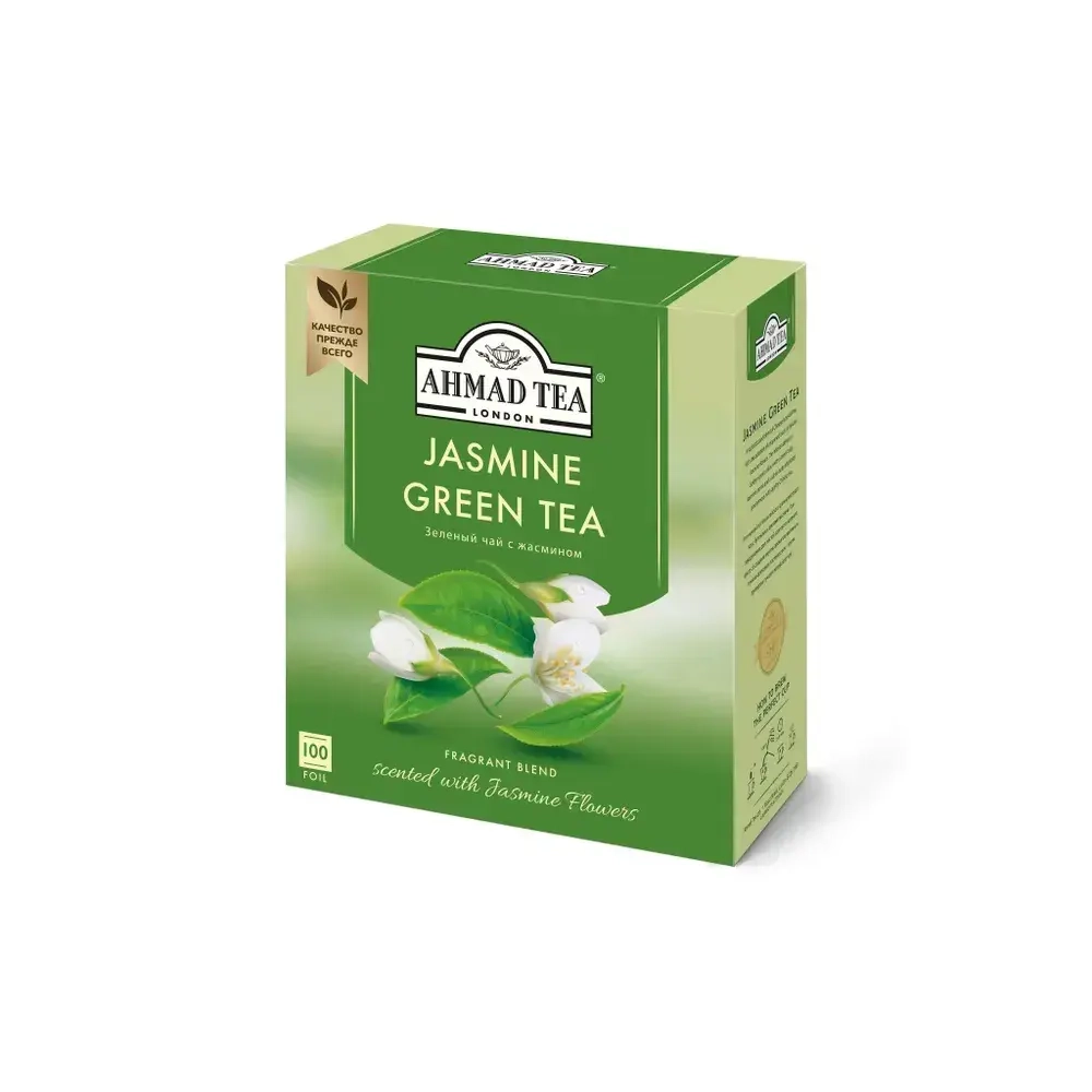 Зеленый чай с жасмином в пакетиках Ahmad Tea, 100 шт