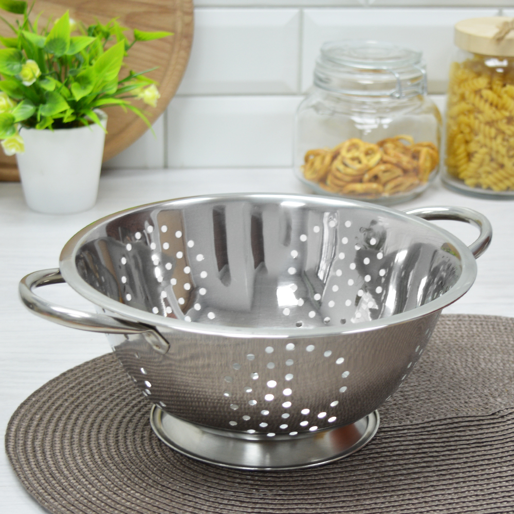 Дуршлаг 24см нерж с ручками на ножке, 5102-24P