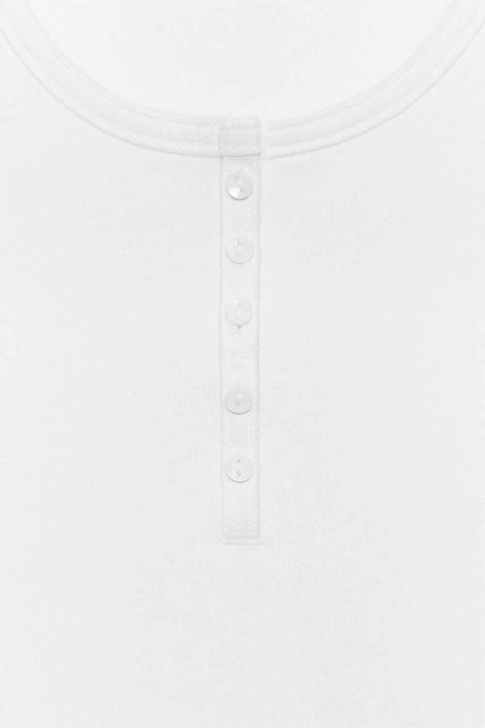 ZARA ТОП С ЛЬНЯНЫМИ ПУГОВИЦАМИ, БЕЛЫЙ