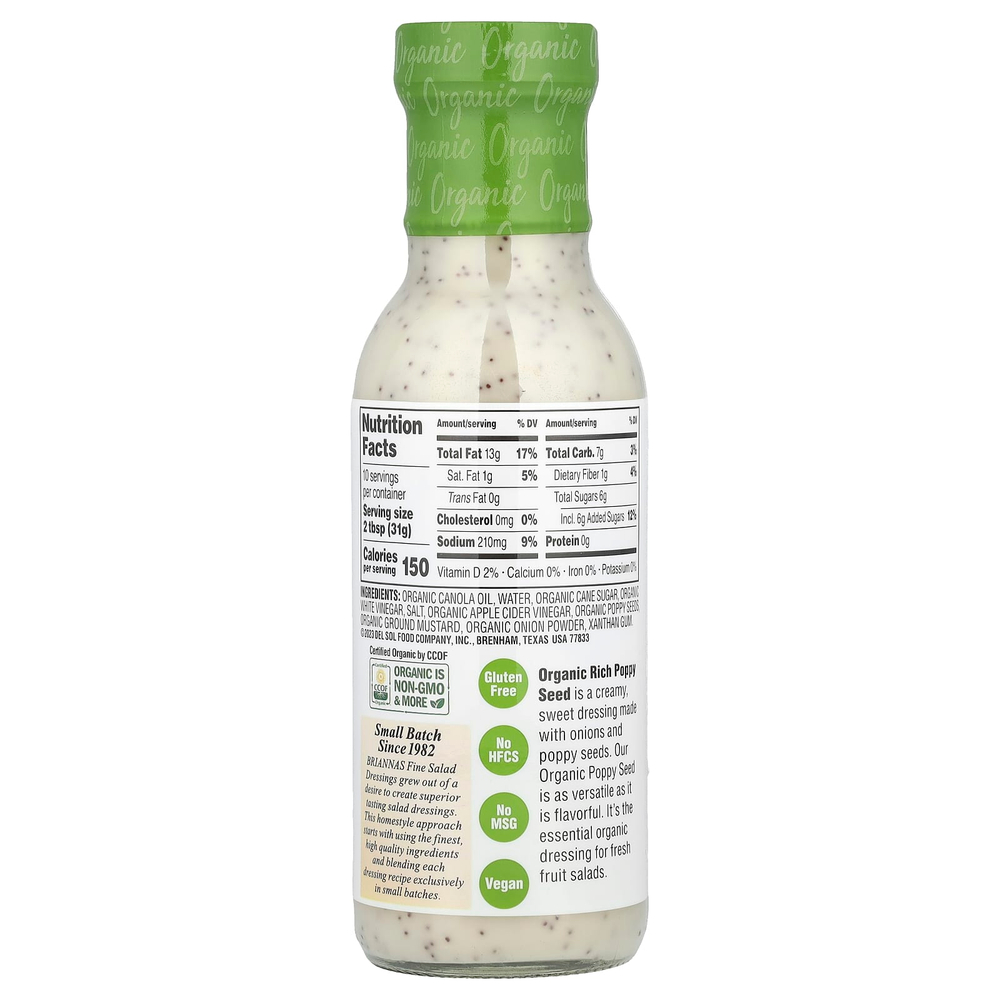 Briannas, Органическая заправка из маковых семян, 296 мл (10 жидк. унц.)