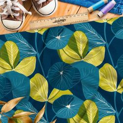 Ткань премиум таффета эффектные крупные листья