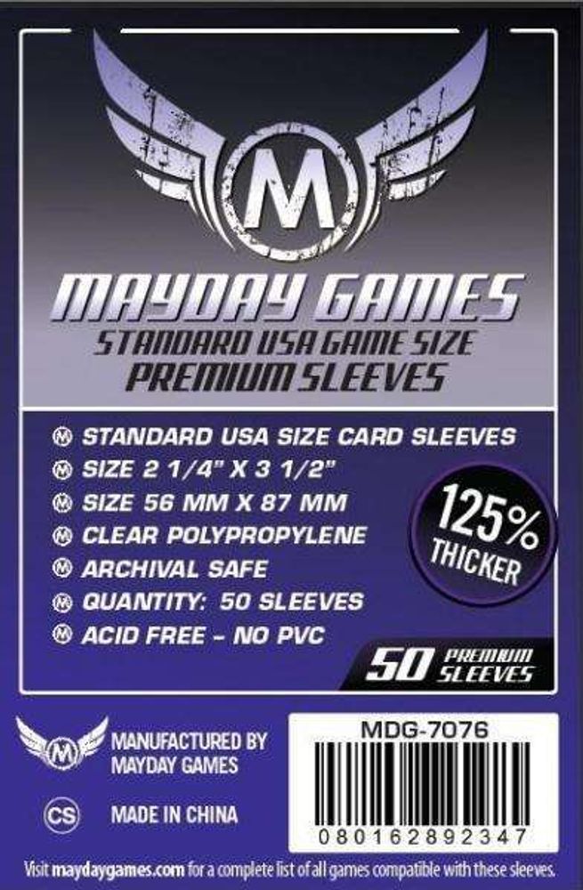 MayDay Games Standard USA Premium Sleeves 56mm x 87mm