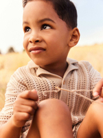 Кардиган вязаный с коротким рукавом и шорты вязаные в комплекте для мальчика Next 151-373, Бежевый