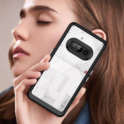 Двухкомпонентный прозрачный чехол для Nothing Phone 3a, боковые рамки мягкие черного цвета