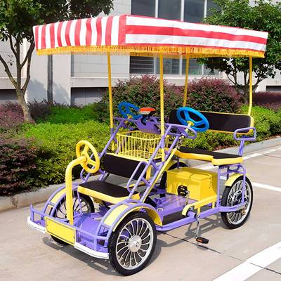 Семейный велосипед, трехместный, сиреневый