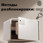 Сейф LockSworth биометрический + электронный замок + ключ, 250х360х250 мм, 6 кг, белый
